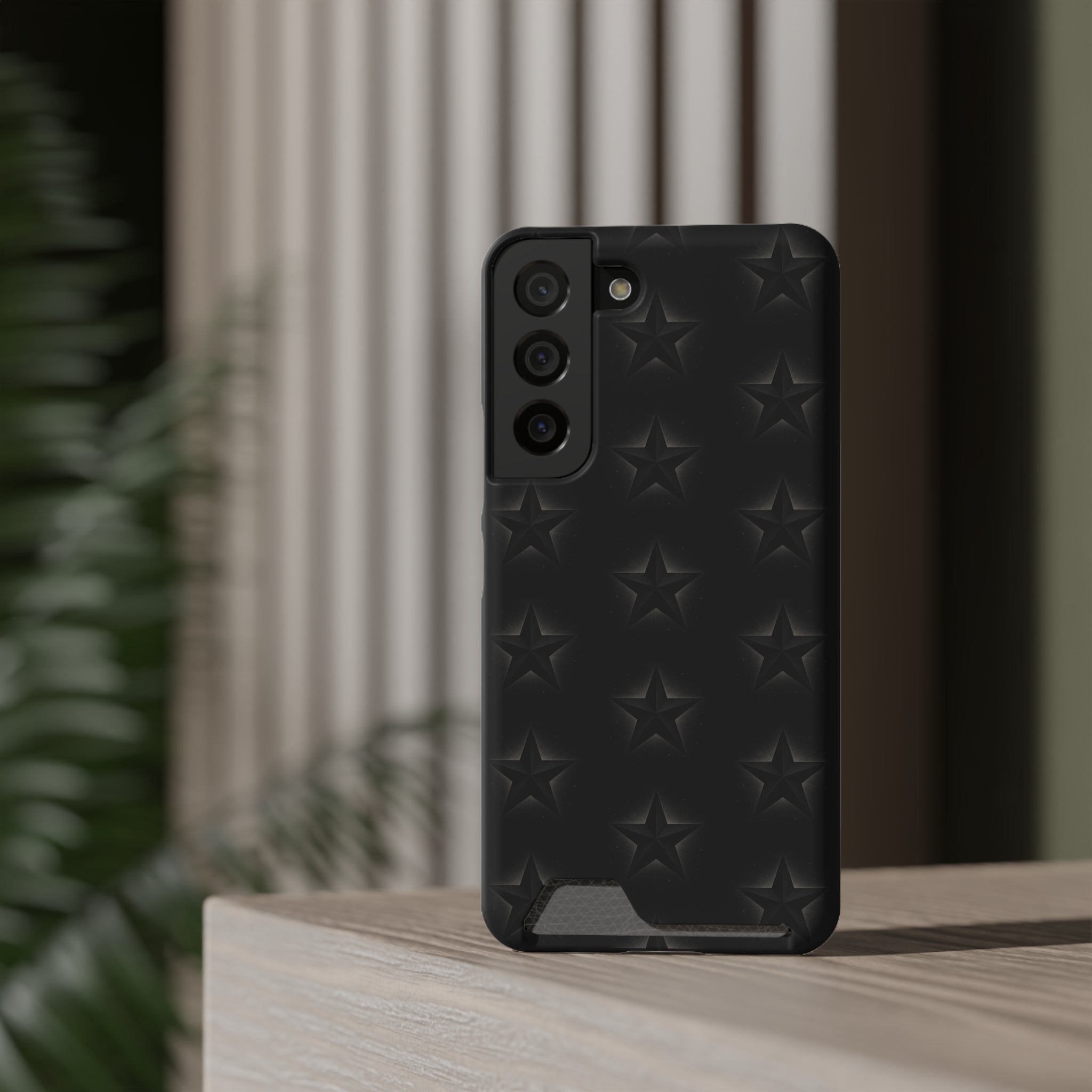 Black Star Phone Case with Card Holder