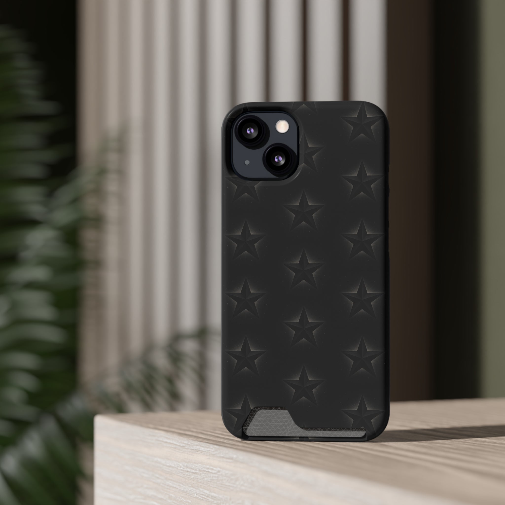 Black Star Phone Case with Card Holder