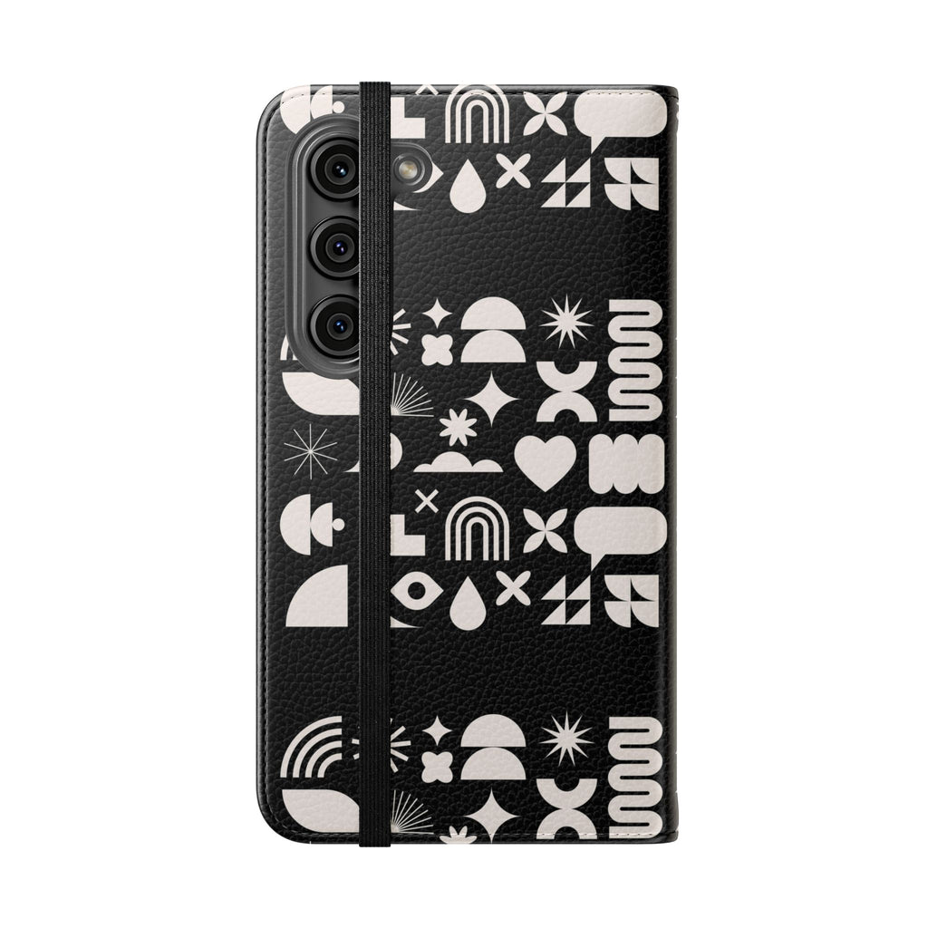 Stylish Flip Cases with Abstract Design - Versatile Phone Wallet for Everyday Use