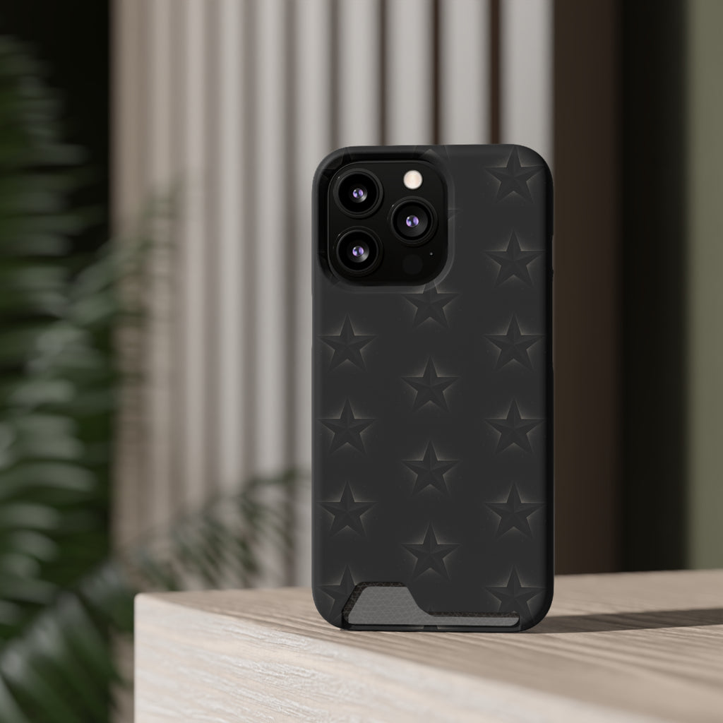Black Star Phone Case with Card Holder