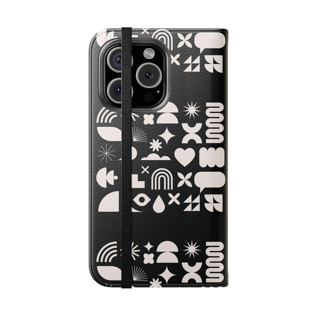 Stylish Flip Cases with Abstract Design - Versatile Phone Wallet for Everyday Use