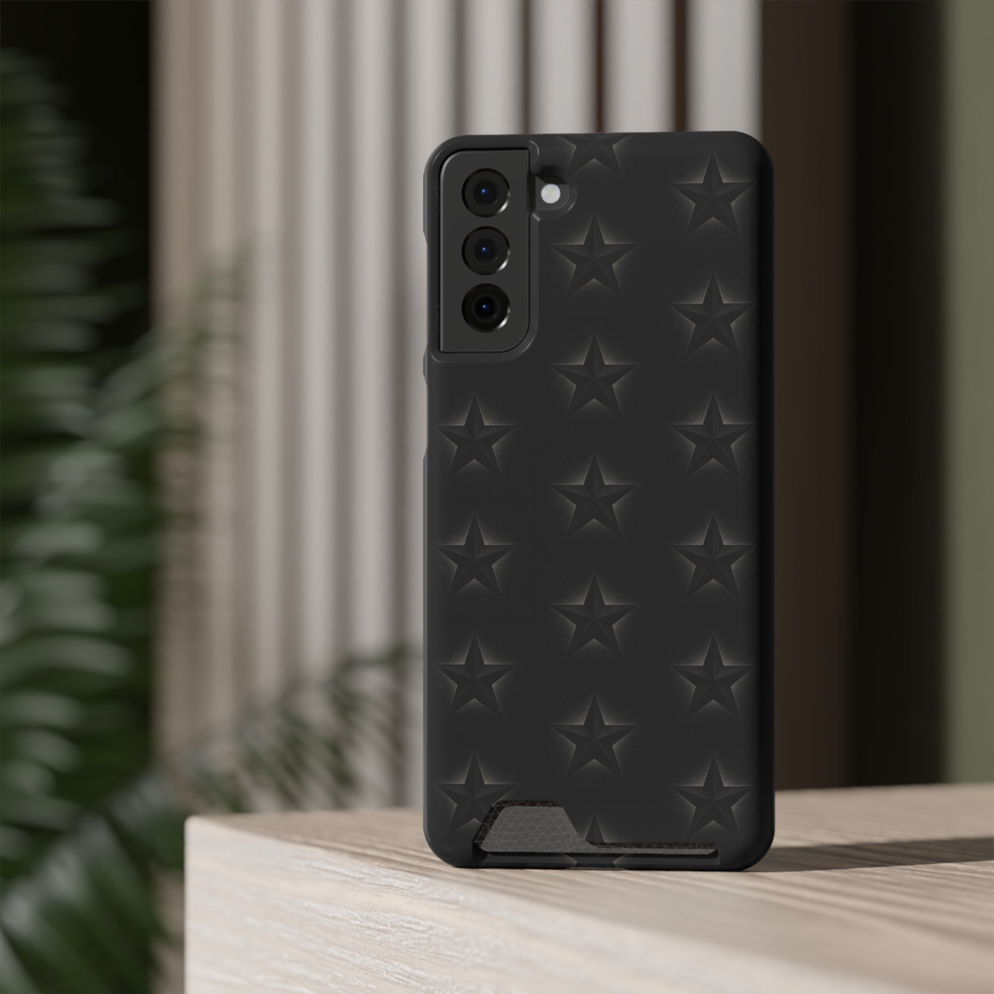 Black Star Phone Case with Card Holder
